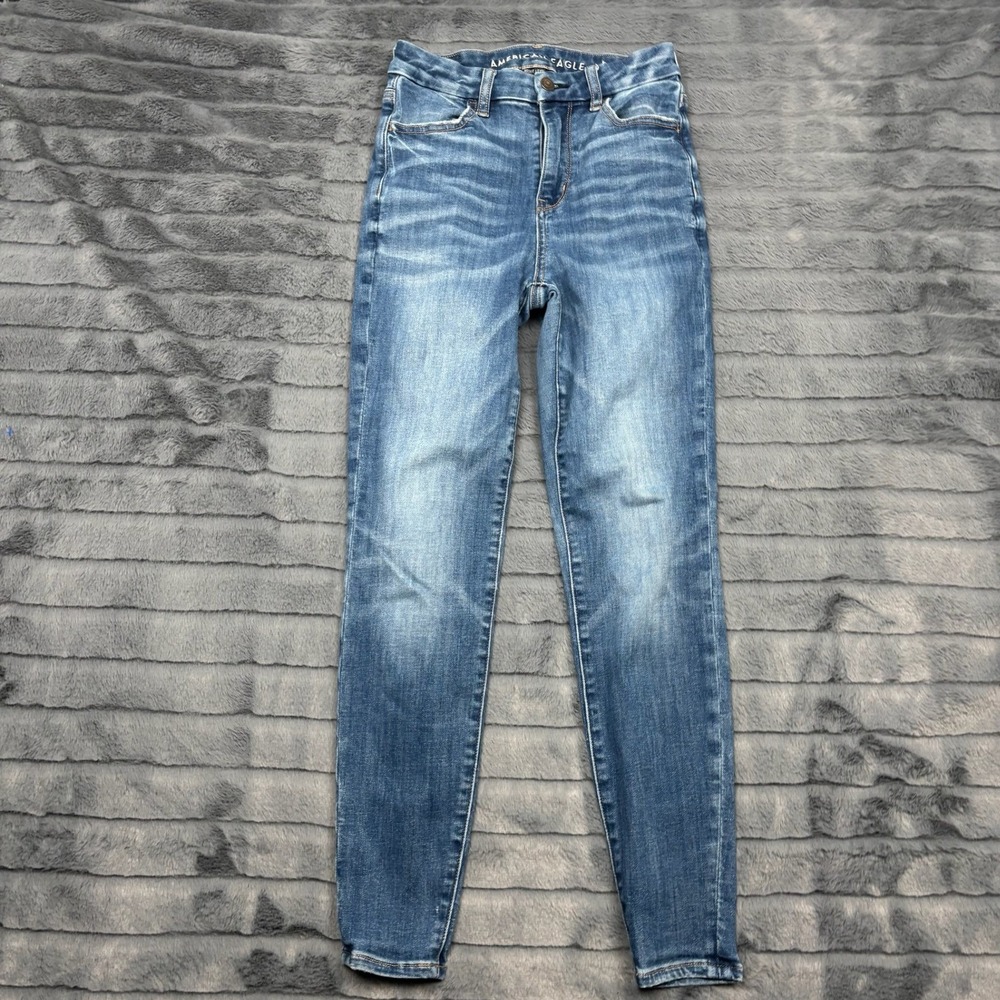 American Eagle Ne(x)t Level Stretch Skinny Jeans Blue Womens 0 Short 9206